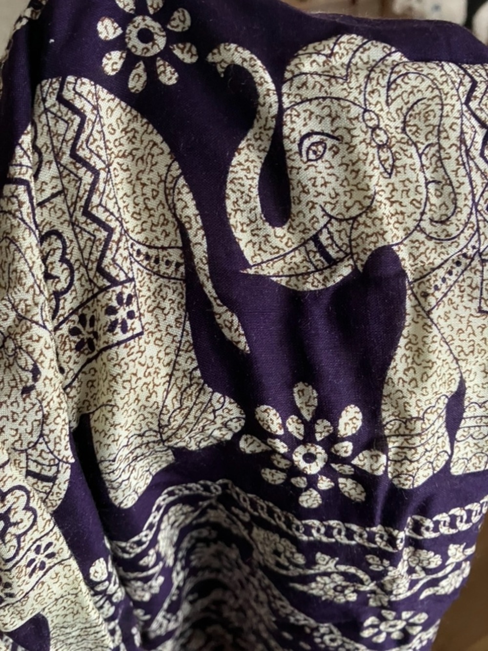 Boho Elephant Harem Pants in Purple and Cream - Picture 3 of 4